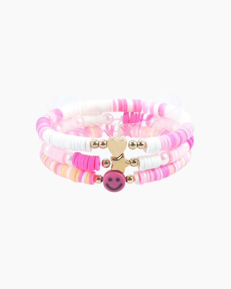 SMILEY DISC BRACELET - PINK SMILEY/PINK