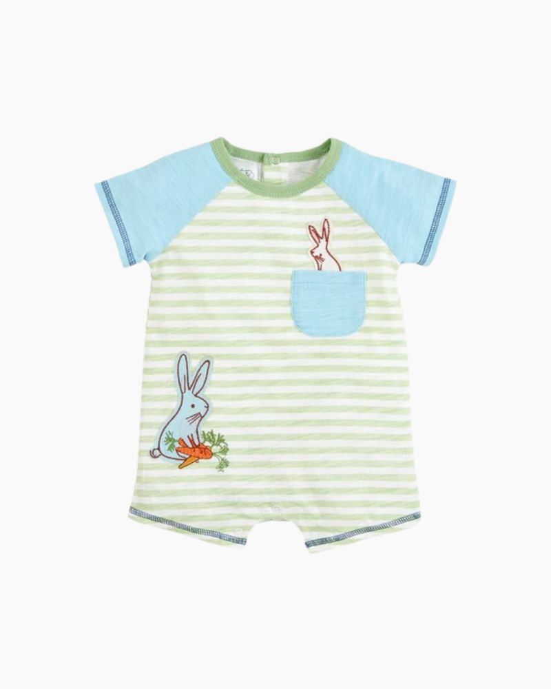 SS STRIPE BUNNY PCKT ROMP