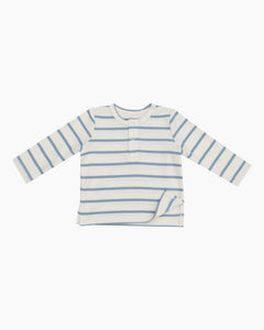 LS STRIPED HENLEY TEE