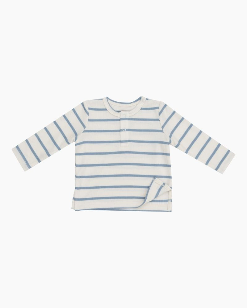 LS STRIPED HENLEY TEE