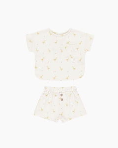 SCATTER GEESE WOVEN TOP& SHORT SET