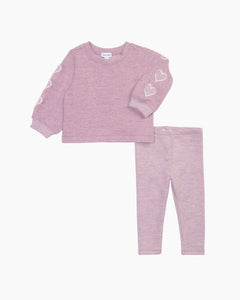 LS TDL CLOUDLINE HEARTS SWTSHRT/LEG SET