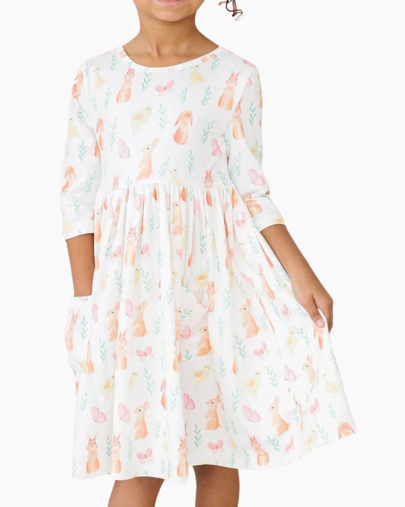 LS SUNNY BUNNIES PCKT TWIRL DRESS