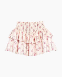 FLORAL SMOCKED RUFFLE SKIRT