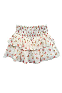 FLORAL SMOCKED RUFFLE SKIRT