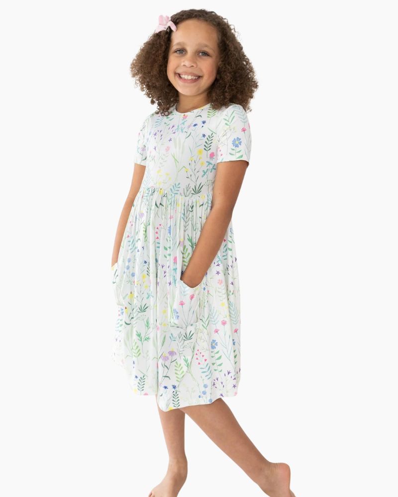 SS SPG DANDELIONS PCKT TWIRL DRESS