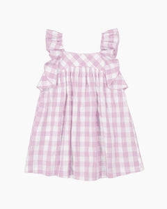 CS FLUTTER SLV GINGHAM DRESS