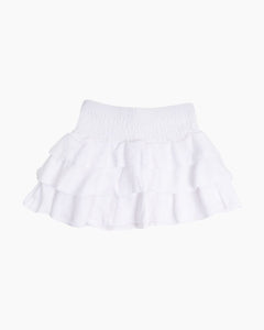 SMOCKED WAIST TERRY RUFFLE SKIRT