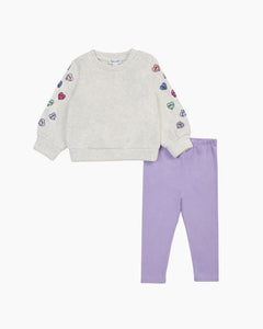 BABY DANCING HEARTS SWEATSHIRT & LEG SET