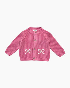 LS BOW EMB CHUNKY CARDIGAN