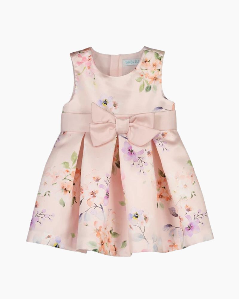 SL BOW DTL MIKADO FLORAL DRESS