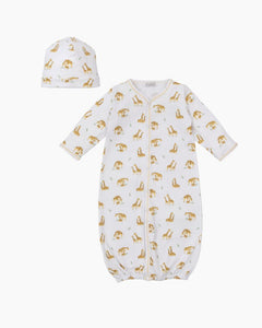 LS GIRAFFE CONV GOWN + HAT - MULTI - 0_3M