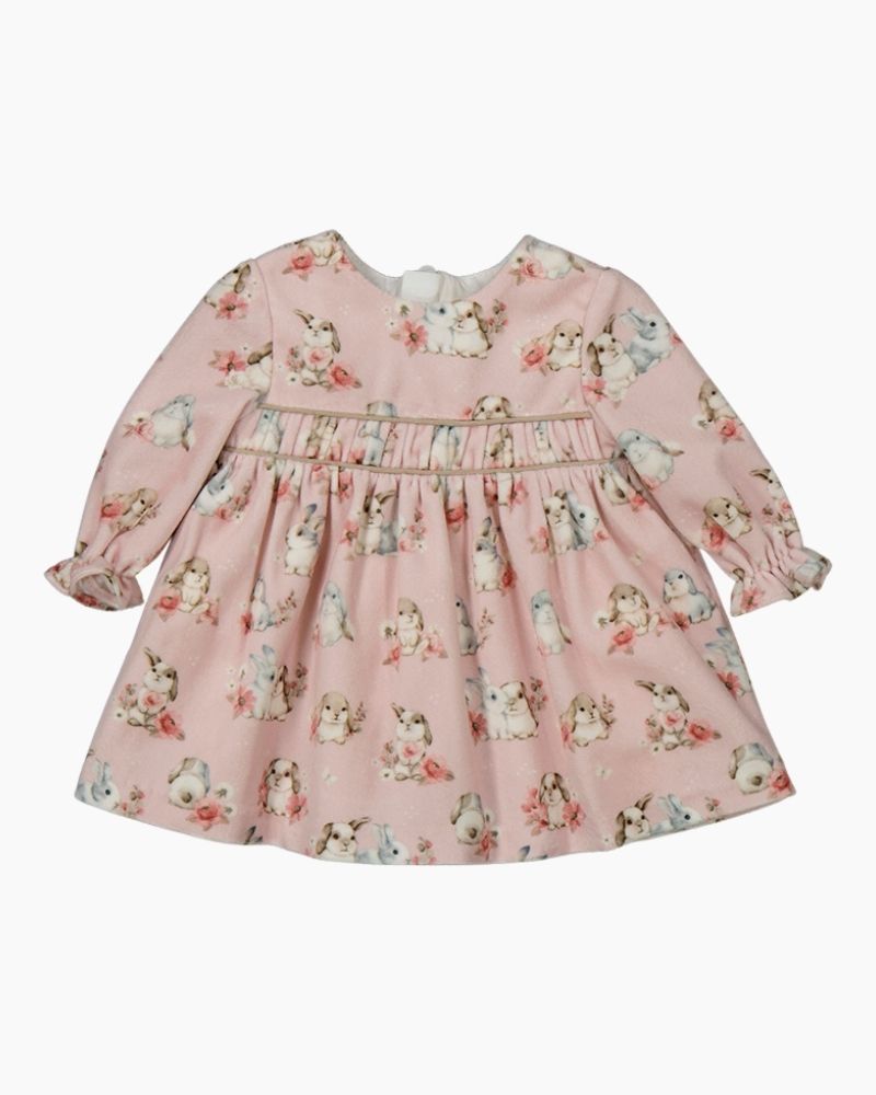 LS SCTR BUNNIES FLOCKED DRESS