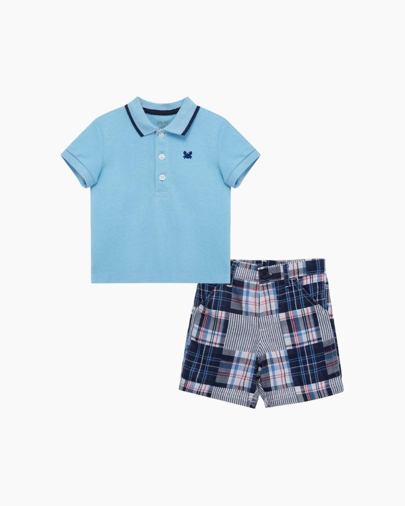 CRAB POLO & MADRAS SHORT SET