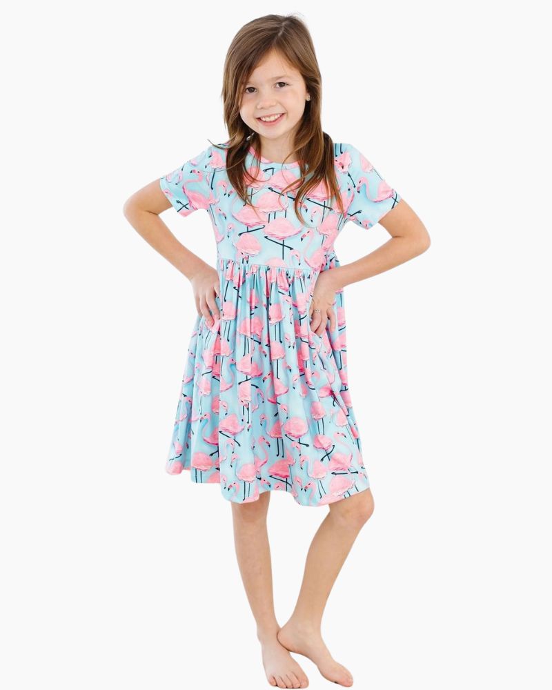 SS PRETTY FLAMINGOS TWIRL DRESS