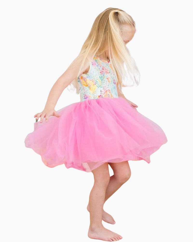 RAINBOW FLORAL TANK TUTU DRESS