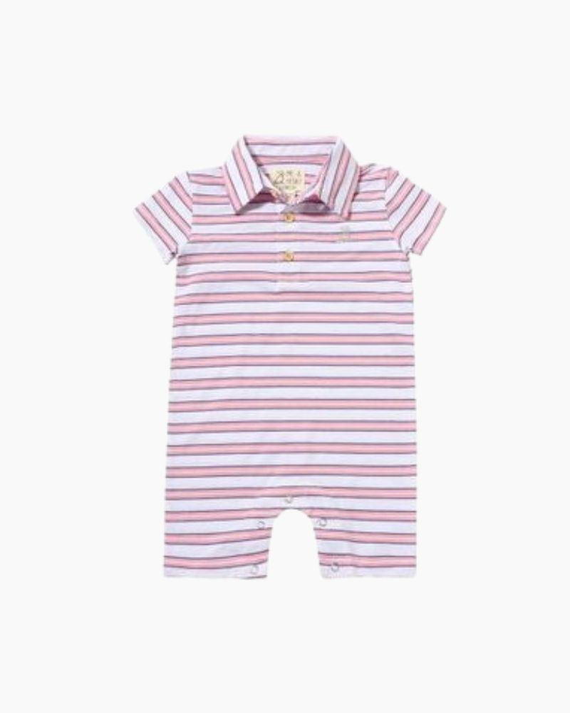 SS WD STRIPED POLO SHORTIE ROMP