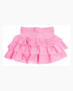 SMOCKED WAIST TERRY RUFFLE SKIRT