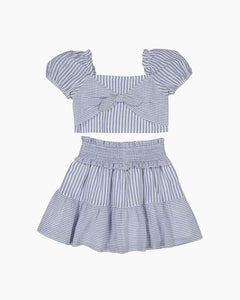 CS SEERSUCKER BOWS TOP/SKIRT SET