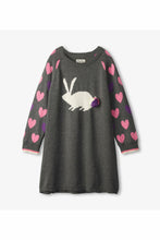 Load image into Gallery viewer, LS BUNNY HEARTS SWTR DRESS
