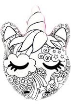 Load image into Gallery viewer, UNICORN FACE COLOR ME PILLOW &amp; MARKERS
