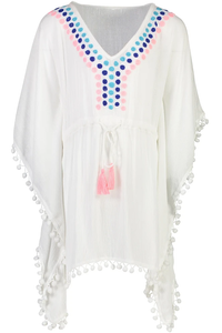 EMBROIDERED DOTS CAFTAN COVER-UP