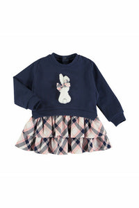 LS FX LYRD BUNNY SWTSHRT/PLAID SKIRT DRESS