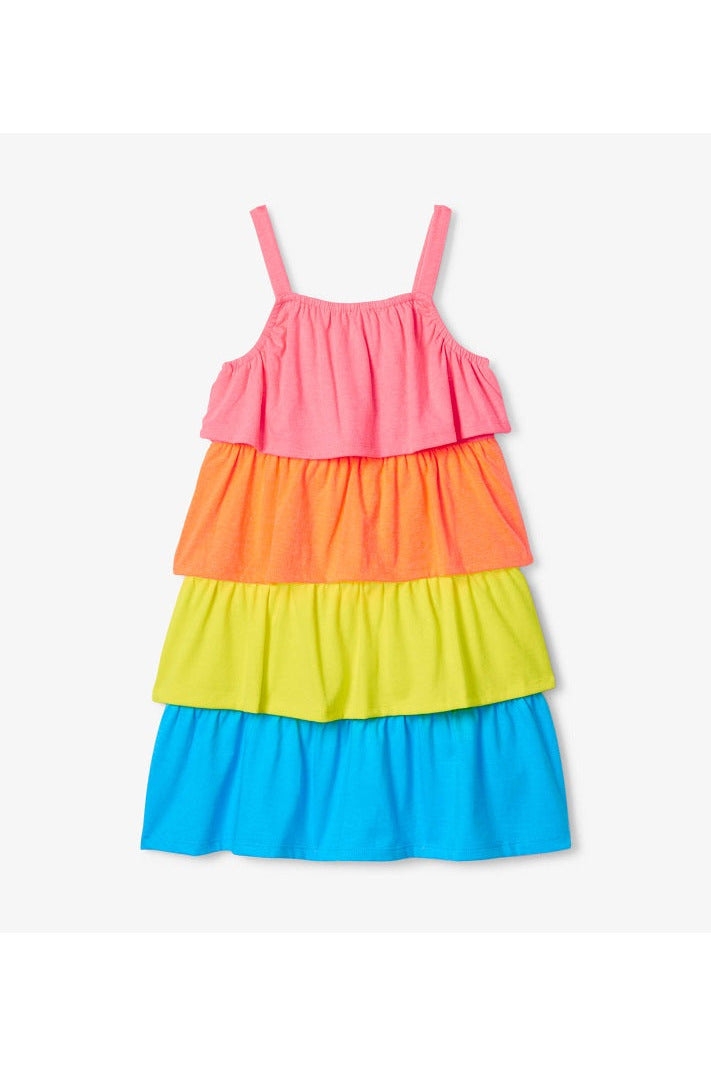 Sleeveless Colorblock Ruffle Tiered Dress