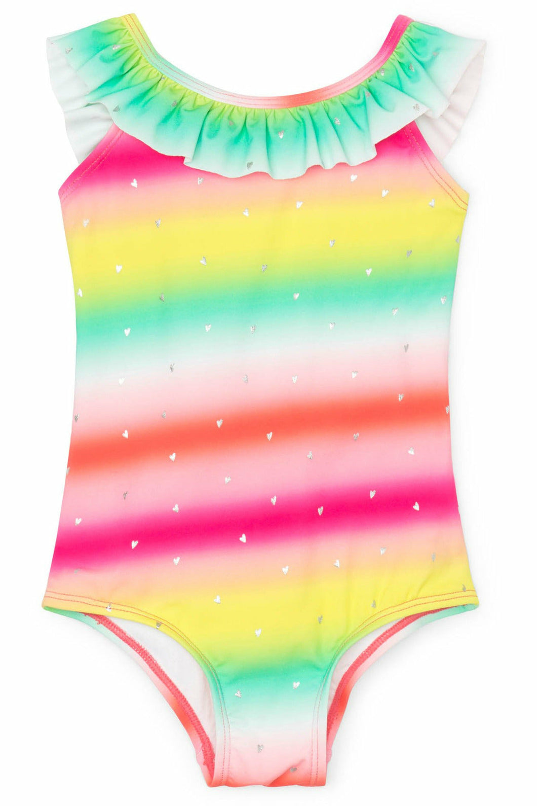 ONE PIECE RUFFLE OMBRE RAINBOW SUIT