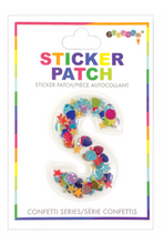 Load image into Gallery viewer, INITIAL CONFETTI STICKER PATCH *CLICK FOR INDIVIDUAL LETTERS*
