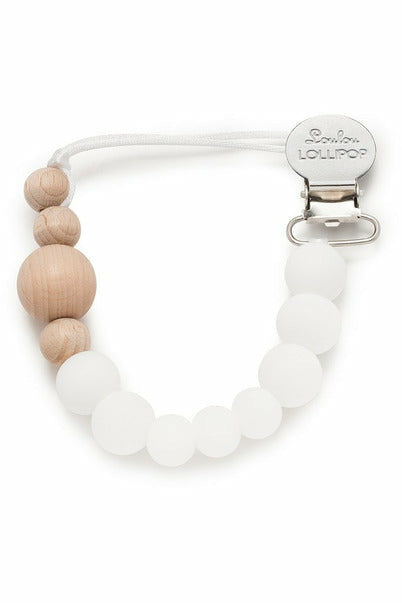 COLORBLOCK BEADED PACI CLIP - WHITE