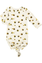 Load image into Gallery viewer, LS CHUBBY BEES KNOT GOWN + HAT
