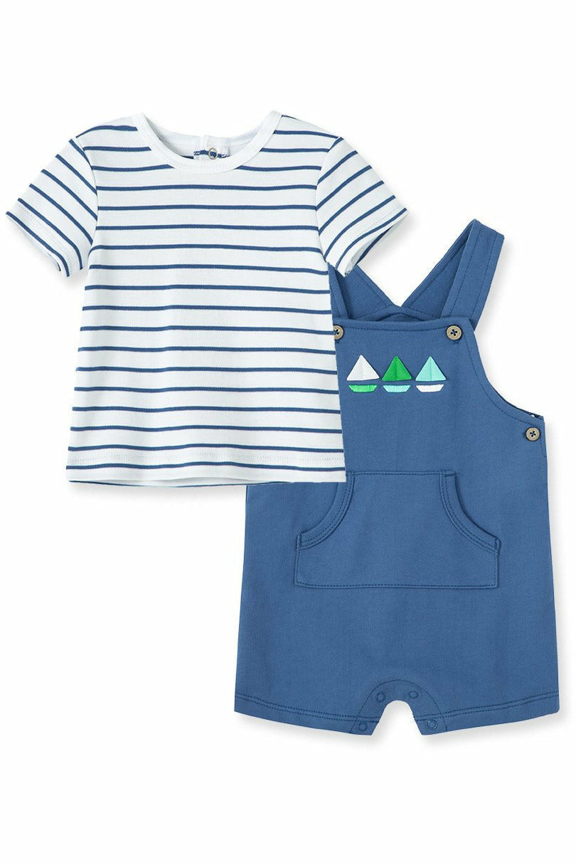 SS STRIPE TEE/BOATS OVERALL SET