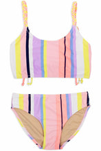 Load image into Gallery viewer, TWO PIECE VERTICAL STRIPE BRALETTE SWIM TOP AND SURF BOTTOMS
