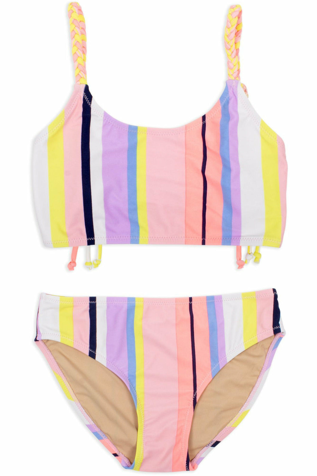 TWO PIECE VERTICAL STRIPE BRALETTE SWIM TOP AND SURF BOTTOMS