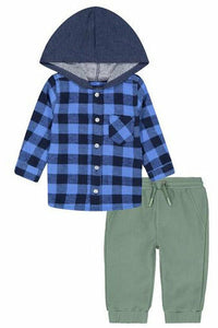PLAID BUTTONDOWN HOODIE & JOGGER SET