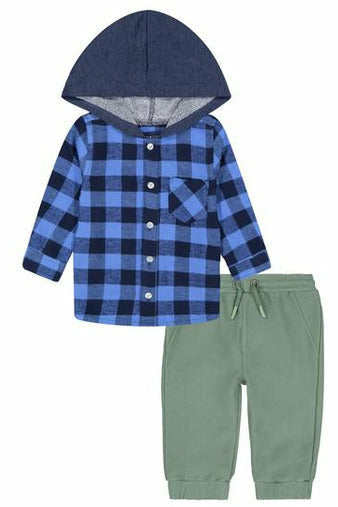 PLAID BUTTONDOWN HOODIE & JOGGER SET
